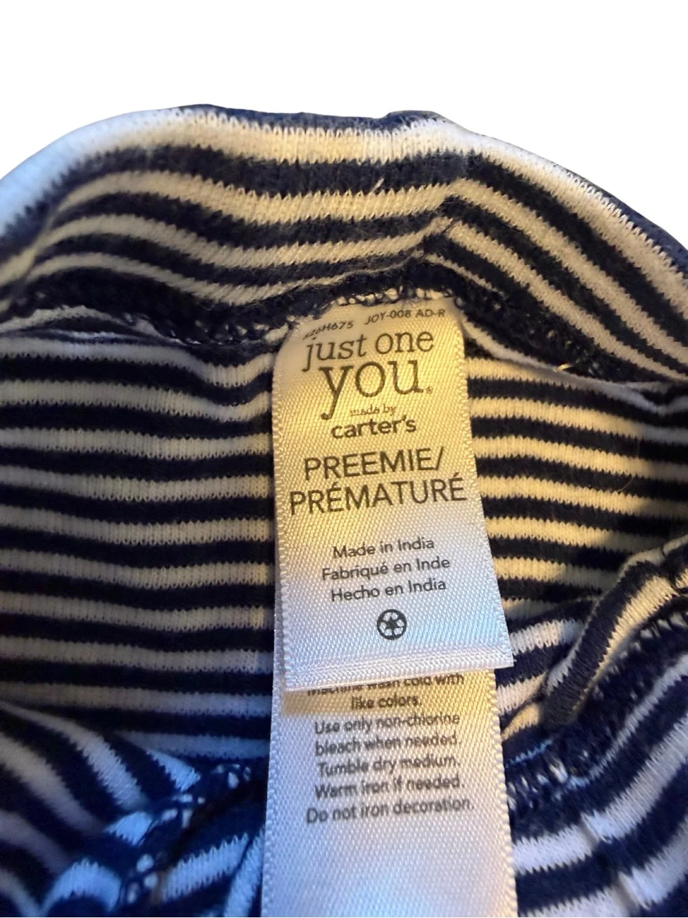 Carter's Striped Footed One-Piece Pants - Navy & Gray